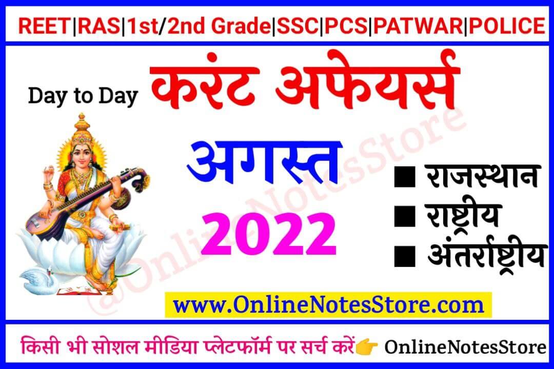 31 August 2022 Daily Current Affairs in Hindi PDF 